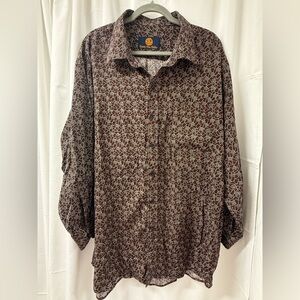 Ravee The Tailor Men's Brown Patterned Dress Shirt Size- XXL